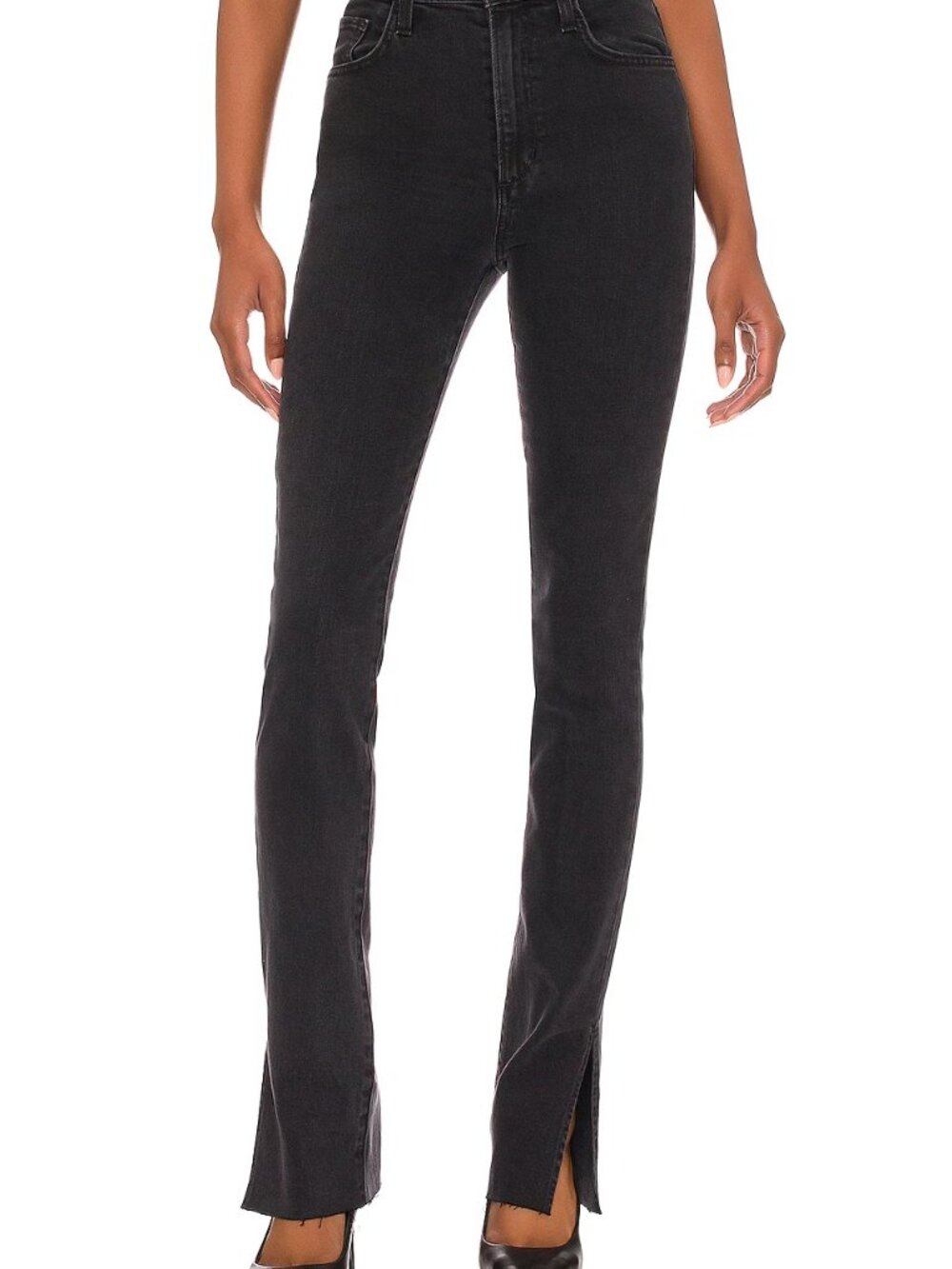 FAVORITE DAUGHTER "The Valentina" High rise Slit Washed Black Stretch Jeans 29
